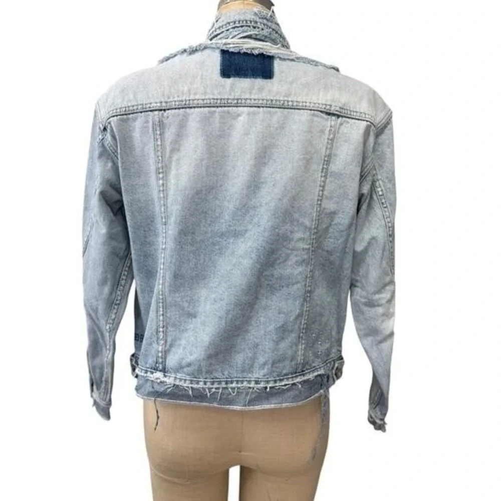 Ksubi Jean Jacket Mens Size XS Destroyed Oversized Light Wash Denim